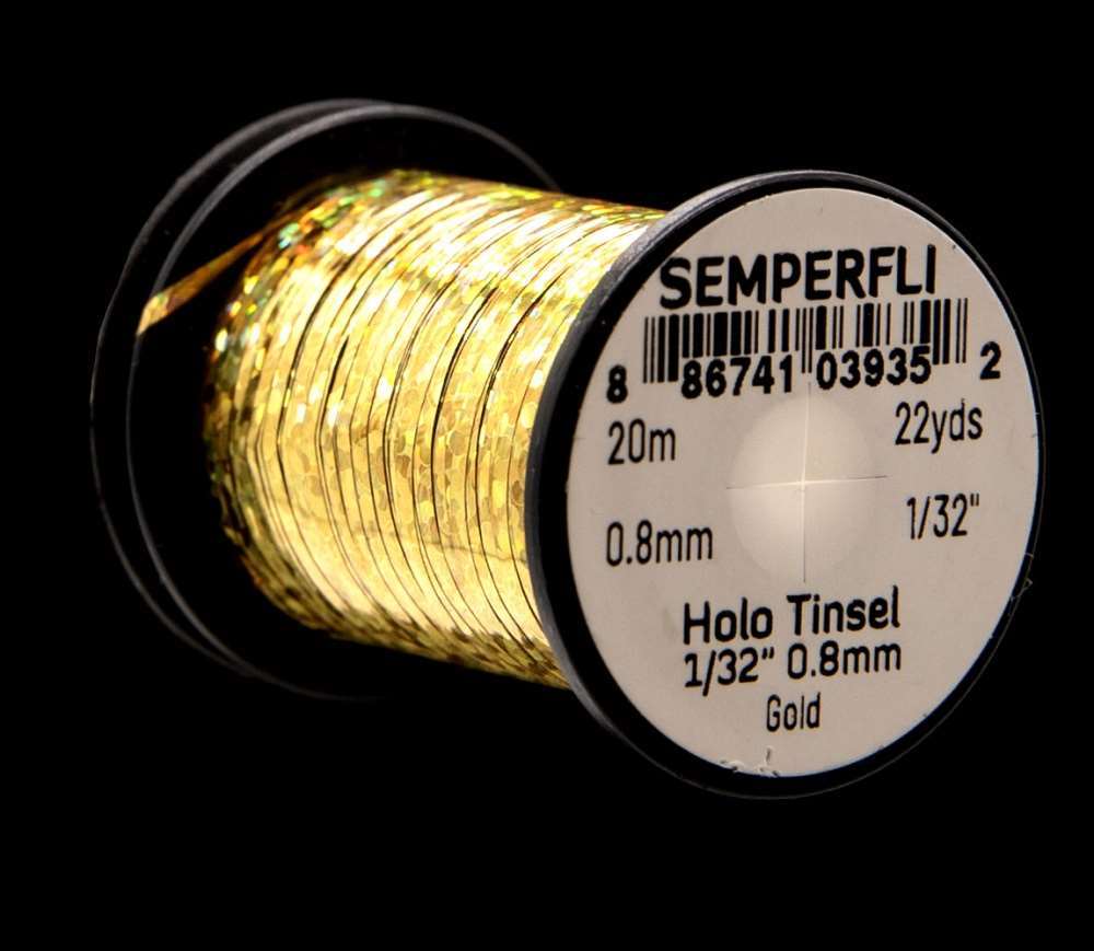 Semperfli Spool 1/32'' Holographic Gold Tinsel Fly Tying Materials